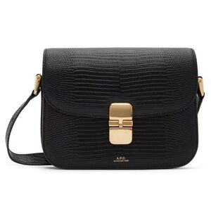 A.P.C. Small Grace Bag in Snake-Embossed Black Leather